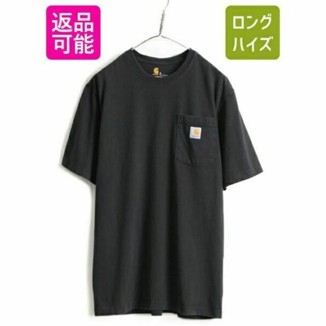 carhartt(カーハート)の人気 黒 ■ カーハート ポケット付き 半袖 Tシャツ ( メンズ M )古着  メンズのトップス(Tシャツ/カットソー(半袖/袖なし))の商品写真