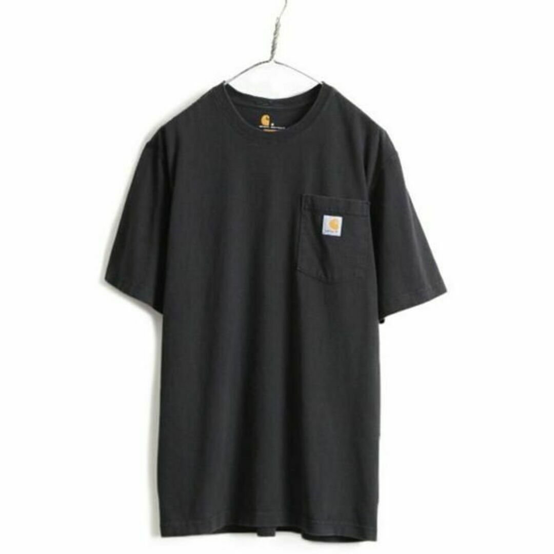 carhartt(カーハート)の人気 黒 ■ カーハート ポケット付き 半袖 Tシャツ ( メンズ M )古着  メンズのトップス(Tシャツ/カットソー(半袖/袖なし))の商品写真