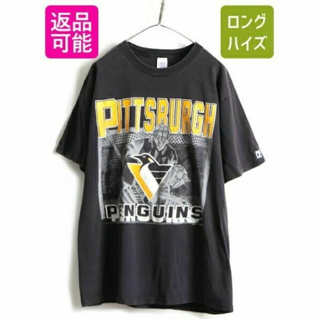90sオールド90s オールド ■ NHL オフィシャル ペンギンズ プリント Tシャツ (