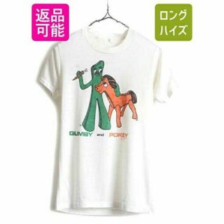 80s ビンテージ ■ ガンビー ポーキー プリント 半袖 Tシャツ ( メンズ(Tシャツ/カットソー(半袖/袖なし))