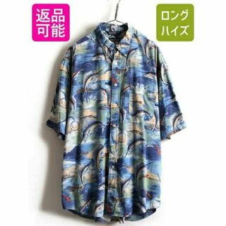 ノーティカ(NAUTICA)の90s 大きいサイズ XL ■ ノーティカ カジキ 総柄 ボタンダウン 半袖 ア(シャツ)