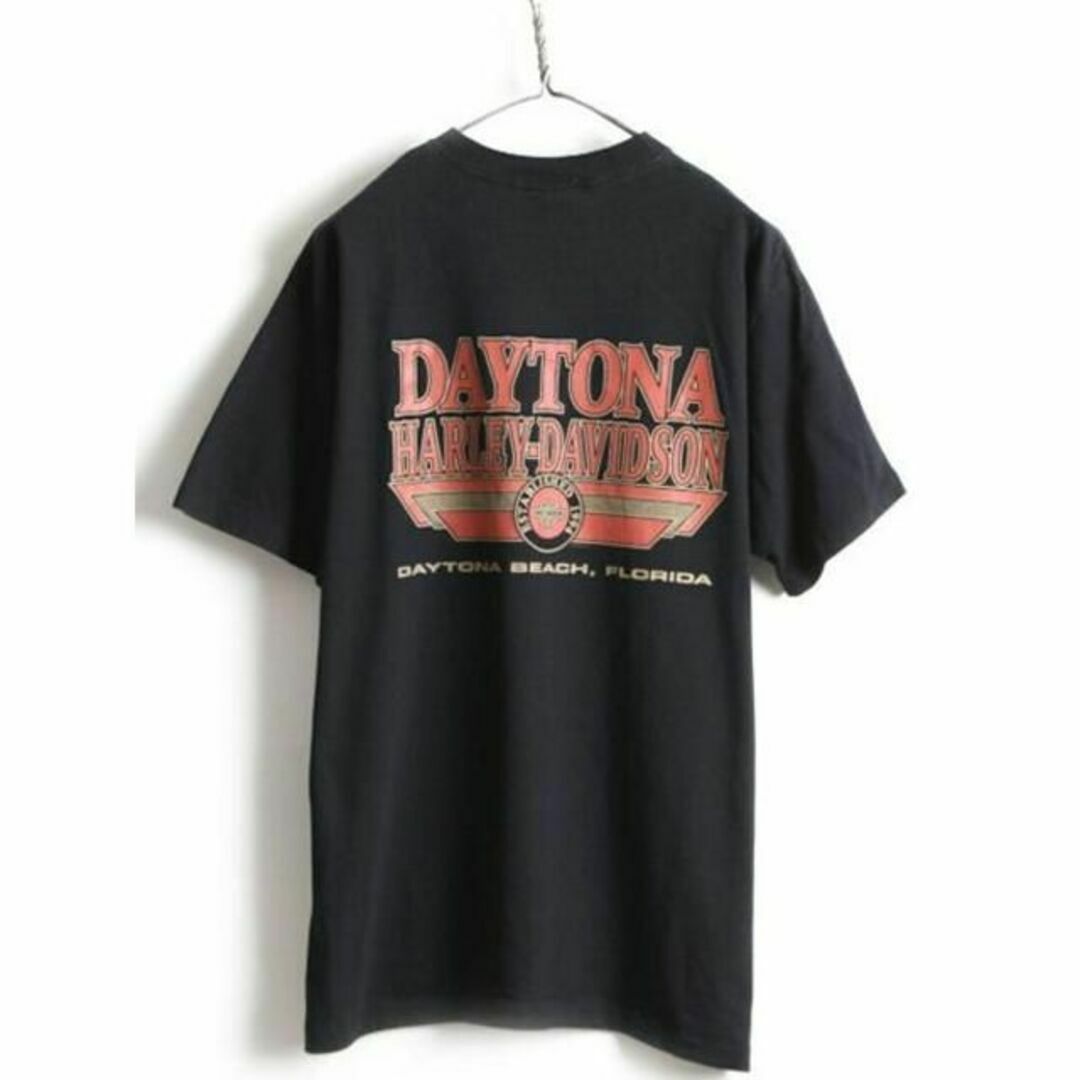 ハーレーダビッドソン 半袖 Tシャツ 90's デイトナ 両面 黒