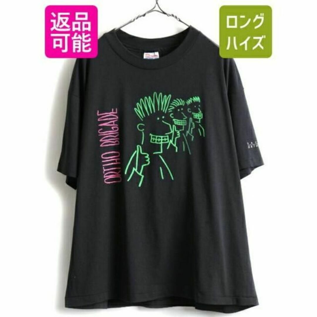 90s USA製 大きいサイズ XL 人気 黒 ★ 企業 プリント 半袖 Tシャトップス