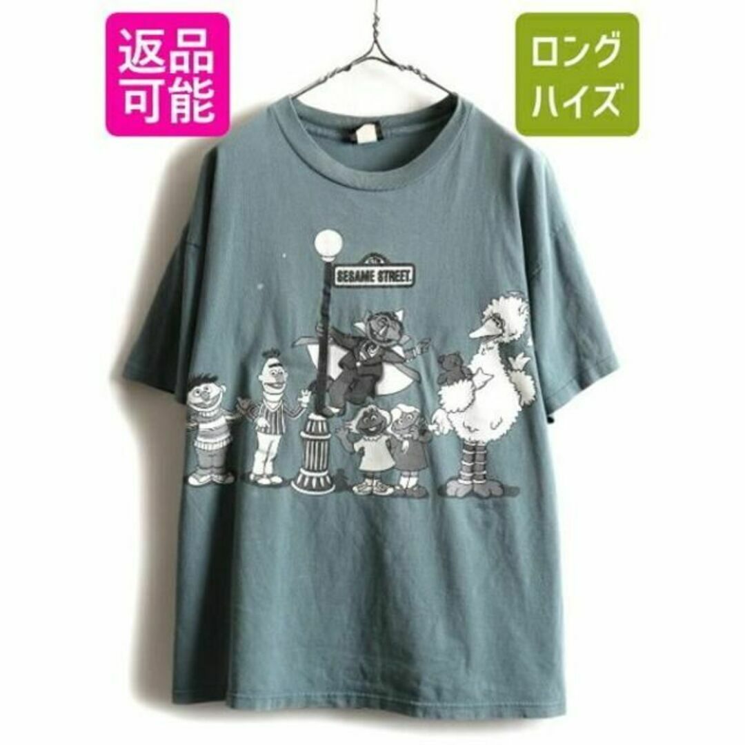 Tシャツ/カットソー(半袖/袖なし)90s USA製 ★ セサミストリート 両面 キャラクター プリント 半袖 Tシ