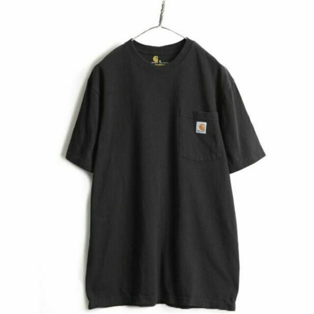 carhartt(カーハート)の人気 黒 ■ カーハート ポケット付き 半袖 Tシャツ ( メンズ M )古着  メンズのトップス(Tシャツ/カットソー(半袖/袖なし))の商品写真