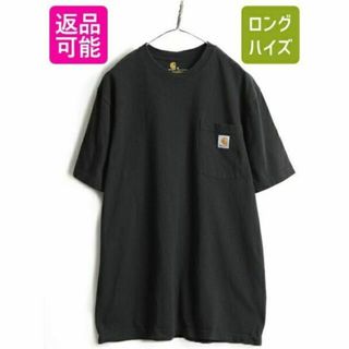 カーハート(carhartt)の人気 黒 ■ カーハート ポケット付き 半袖 Tシャツ ( メンズ M )古着 (Tシャツ/カットソー(半袖/袖なし))