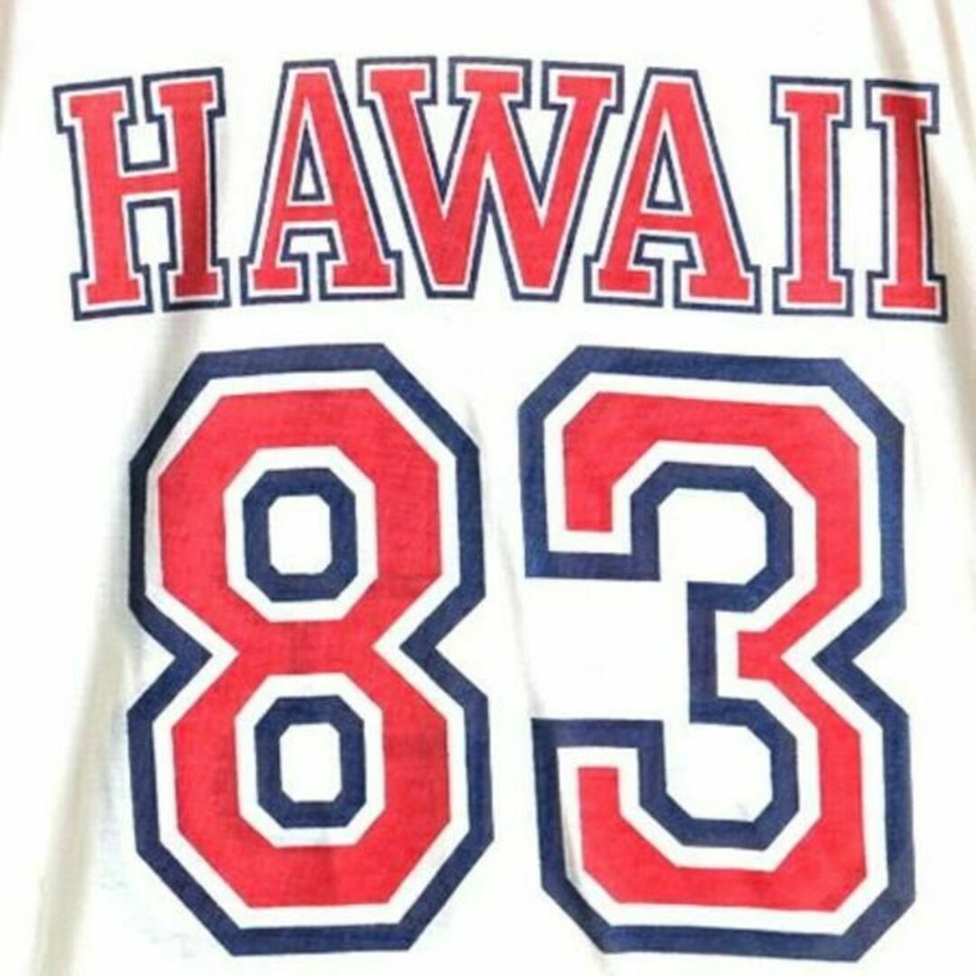 80s ビンテージ ■ HAWAII ナンバリング 両面 プリント 半袖 フット