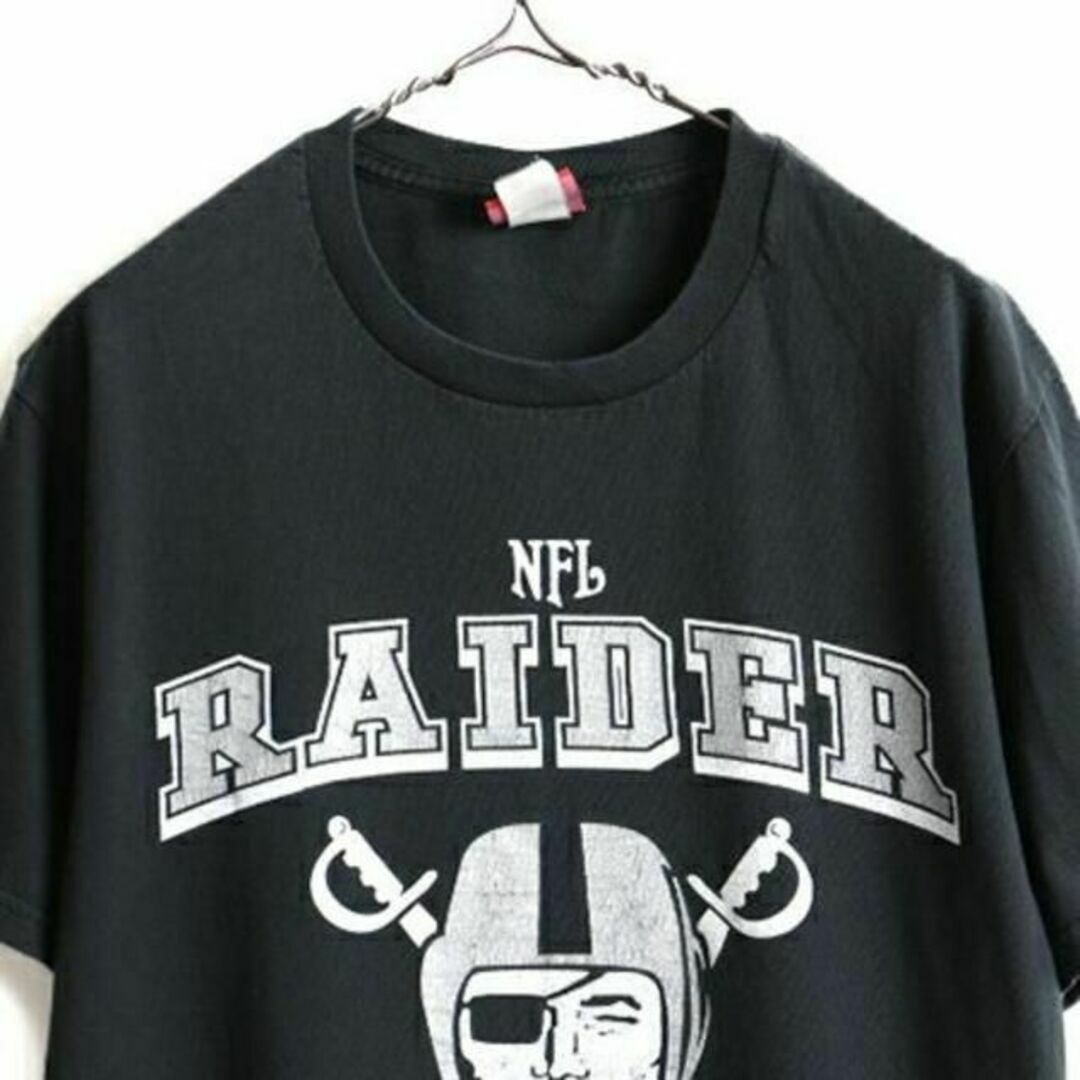 90s 人気 黒 ■ NFL オフィシャル ロサンゼルス レイダース プリント