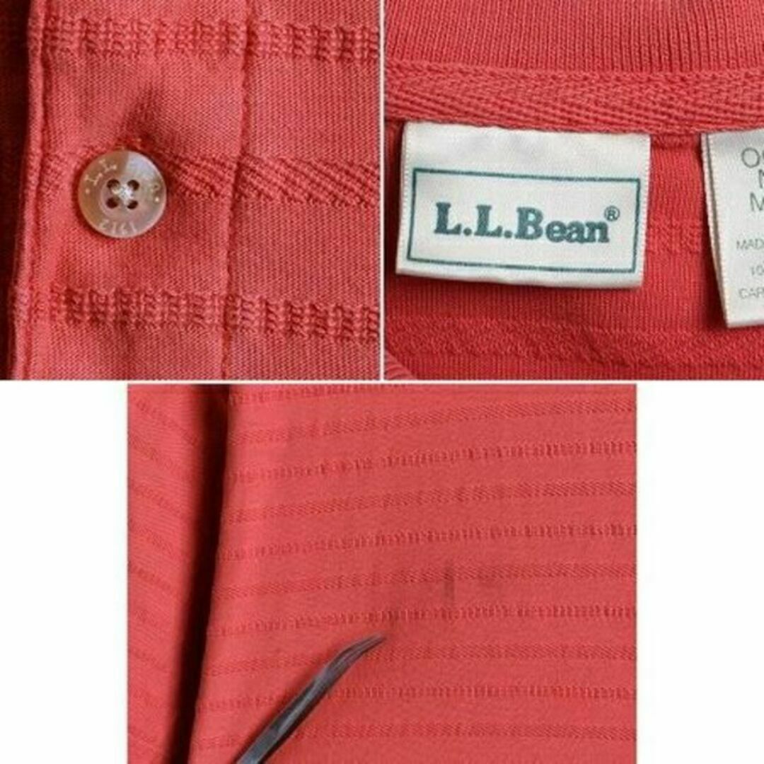 90s 旧タグ ■ LLBEAN ジャガード ボーダー 半袖 ポロシャツ ( メ