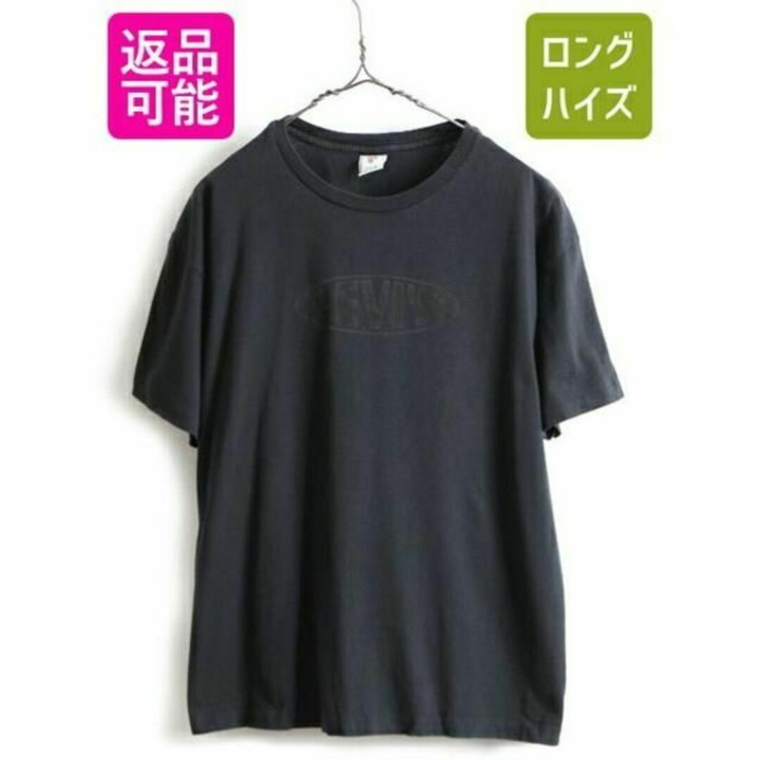 90s USA製 人気 黒 ■ リーバイス ロゴ プリント 半袖 Tシャツ (
