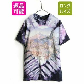 90s USA製 大きいサイズ XL ■ 両面 アニマル プリント タイダイ 半(Tシャツ/カットソー(半袖/袖なし))