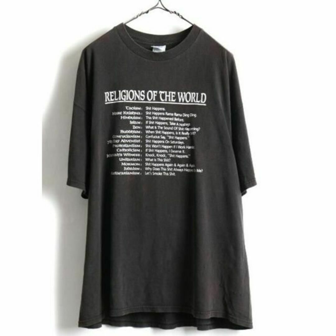 00s 大きいサイズ 2XL 人気 黒 ★ 宗教 ジョーク プリント 半袖 Tシ 1