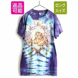 80s USA製 ビンテージ  ■ ヘインズ 両面 プリント タイダイ 半袖 T(Tシャツ/カットソー(半袖/袖なし))