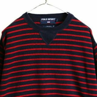 90s ■ POLO SPORT ラルフローレン 前V ボーダー 長袖 コット