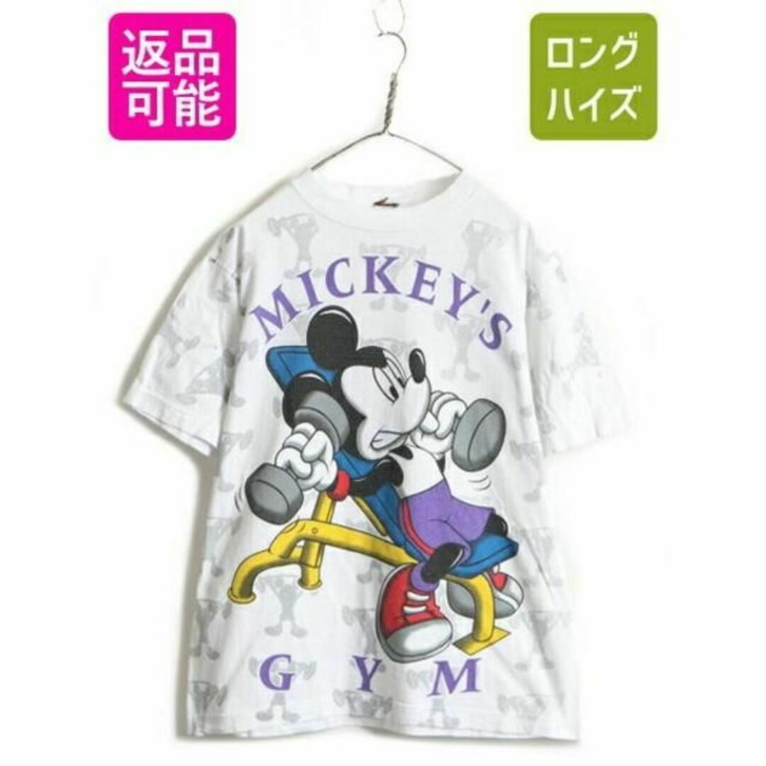 ディズニー ミッキーマウス 80s90s インパクト抜群 総柄 Tシャツ 日本製