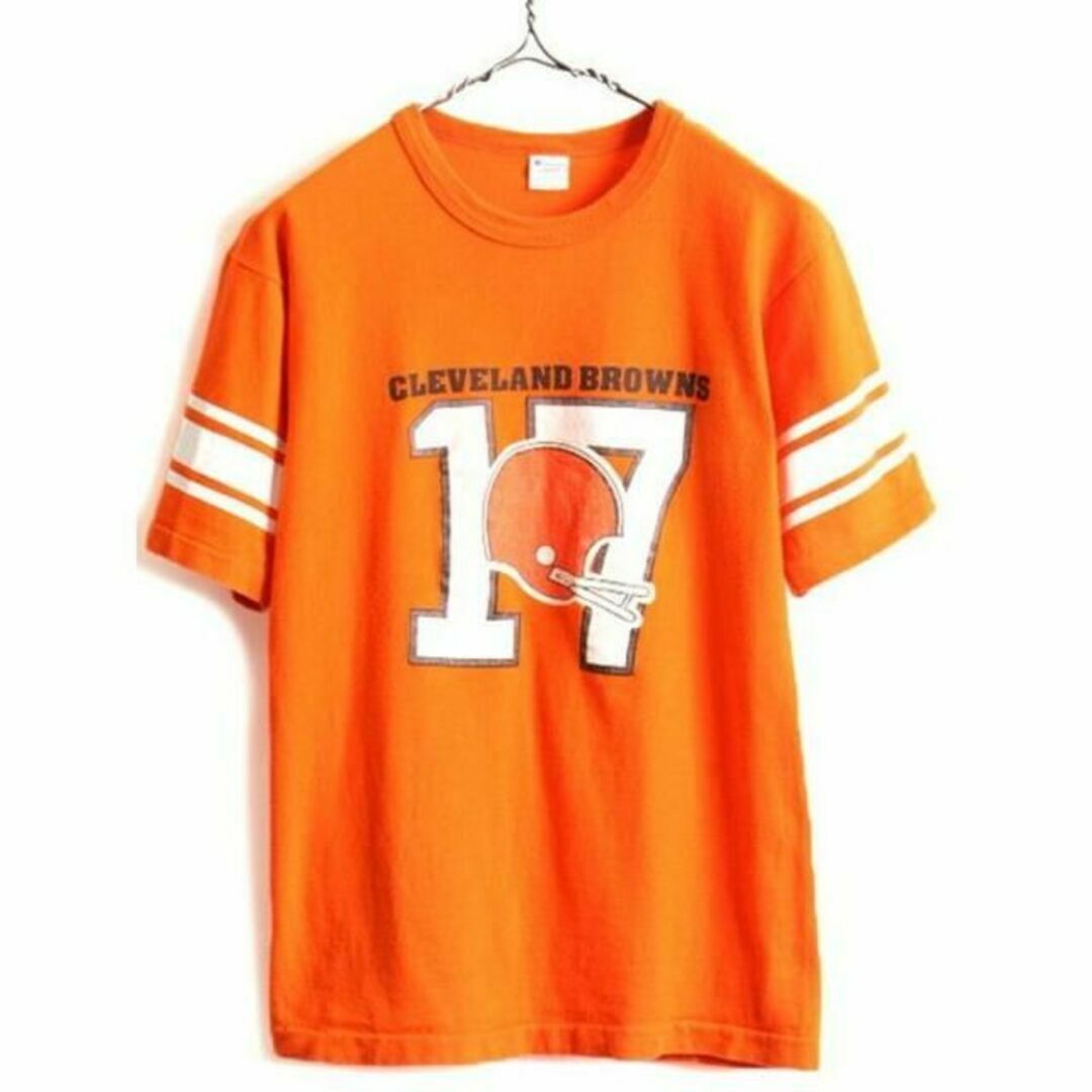 Champion(チャンピオン)の80s USA製 ■ チャンピオン NFL ブラウンズ プリント 半袖 フットボ メンズのトップス(Tシャツ/カットソー(半袖/袖なし))の商品写真