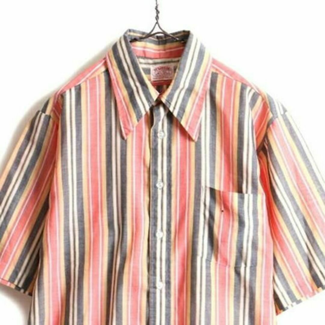 70s ビンテージ ■ マクレガー ストライプ 半袖 シャツ ( メンズ L )