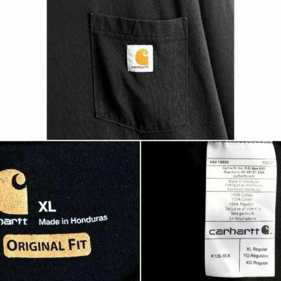carhartt(カーハート)の人気 黒 大きいサイズ XL ■ カーハート ポケット付き 長袖 Tシャツ (  メンズのトップス(Tシャツ/カットソー(半袖/袖なし))の商品写真