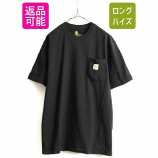 カーハート(carhartt)の人気 黒 ■ カーハート ポケット付き 半袖 Tシャツ メンズ M / 古着 C(Tシャツ/カットソー(半袖/袖なし))