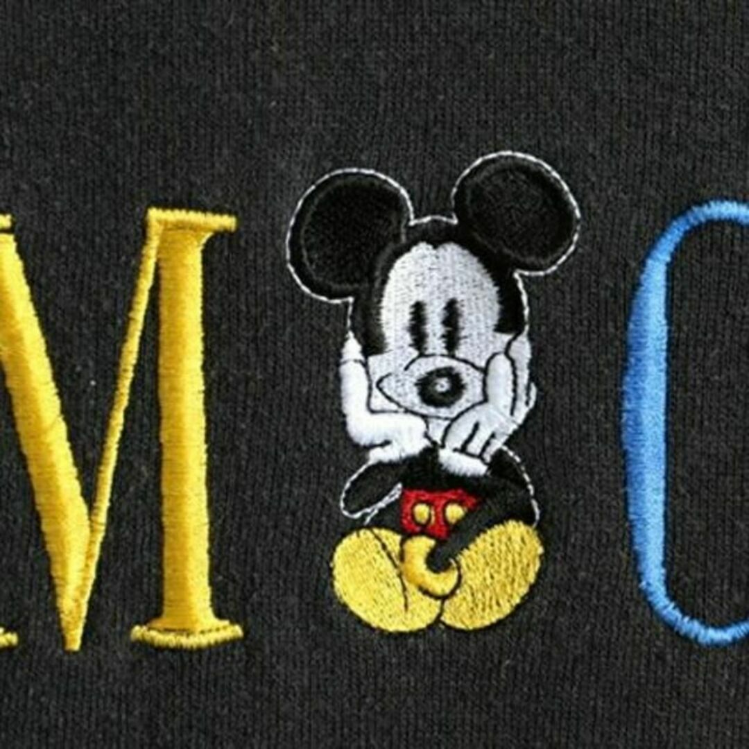 90s 人気 黒 ■ ディズニー オフィシャル ミッキー 刺繍 スウェット トレ 4