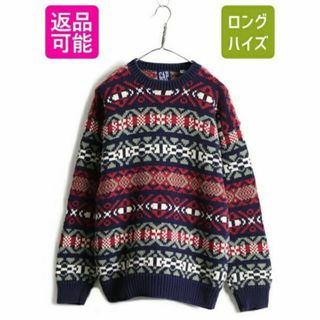 ギャップ(GAP)の90s 旧タグ ■ OLD GAP オールド ギャップ フェアアイル 総柄 長袖(ニット/セーター)