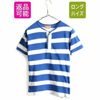 60s ビンテージ ■ Catalina ヘンリーネック ワイド ボーダー 半袖(Tシャツ/カットソー(半袖/袖なし))