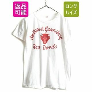 60s 70s ビンテージ ■ レッドデビル 3段 染み込み プリント 半袖 T(Tシャツ/カットソー(半袖/袖なし))