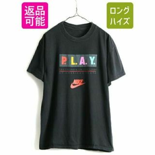 ナイキ(NIKE)の90s USA製 人気 黒 ■ NIKE ナイキ PLAY 多色 プリント 半袖(Tシャツ/カットソー(半袖/袖なし))