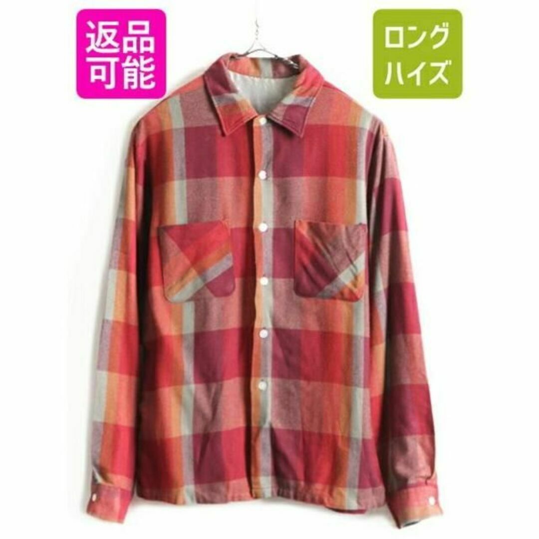 60s ビンテージ ■ チェック 長袖 シャツ ( メンズ M 程)  60