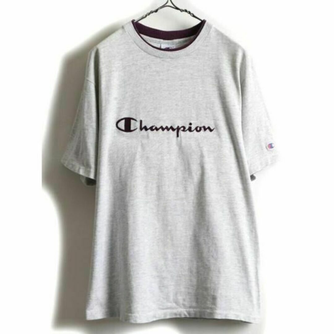 Champion(チャンピオン)の90s USA製 ★ チャンピオン 二重リブ ビッグ ロゴ 刺繍 半袖 Tシャツ メンズのトップス(Tシャツ/カットソー(半袖/袖なし))の商品写真