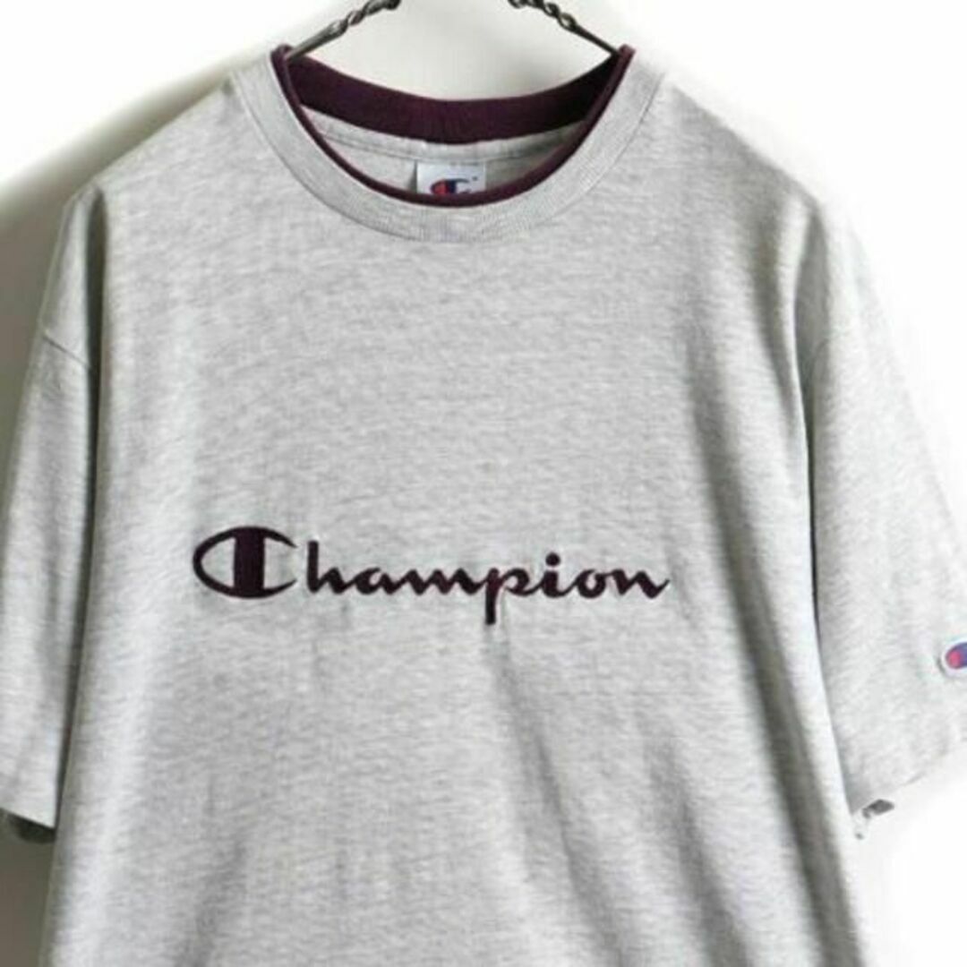 Champion(チャンピオン)の90s USA製 ★ チャンピオン 二重リブ ビッグ ロゴ 刺繍 半袖 Tシャツ メンズのトップス(Tシャツ/カットソー(半袖/袖なし))の商品写真