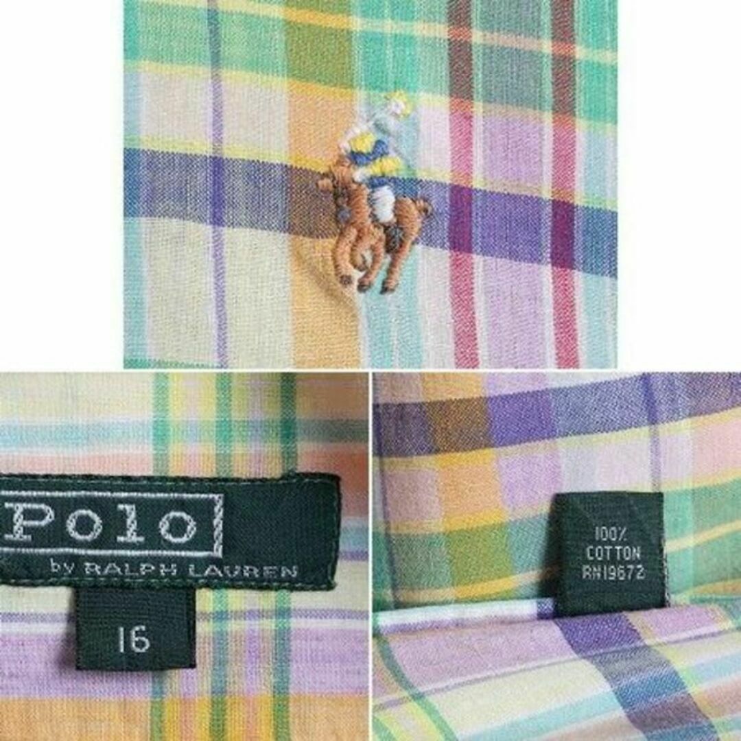 Ralph Lauren(ラルフローレン)の90s グリーンタグ ボーイズ 16 メンズ XS 程■ POLO ポロ ラルフ メンズのトップス(シャツ)の商品写真