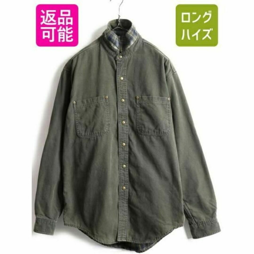 90s カナダ製 ■ LLBEAN 長袖 ダック シャツ ( メンズ M ) 9