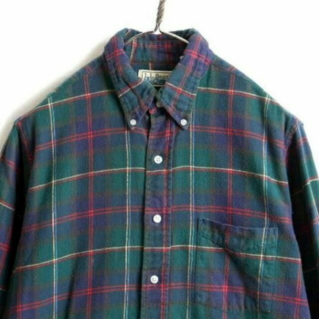 LLBeanの90sUSA製90s USA製 ■ エルエルビーン チェック 長袖 ボタンダウン フランネル