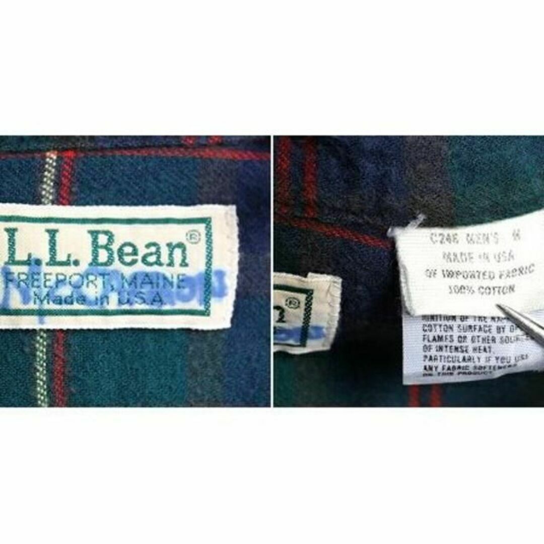 LLBeanの90sUSA製90s USA製 ■ エルエルビーン チェック 長袖 ボタンダウン フランネル