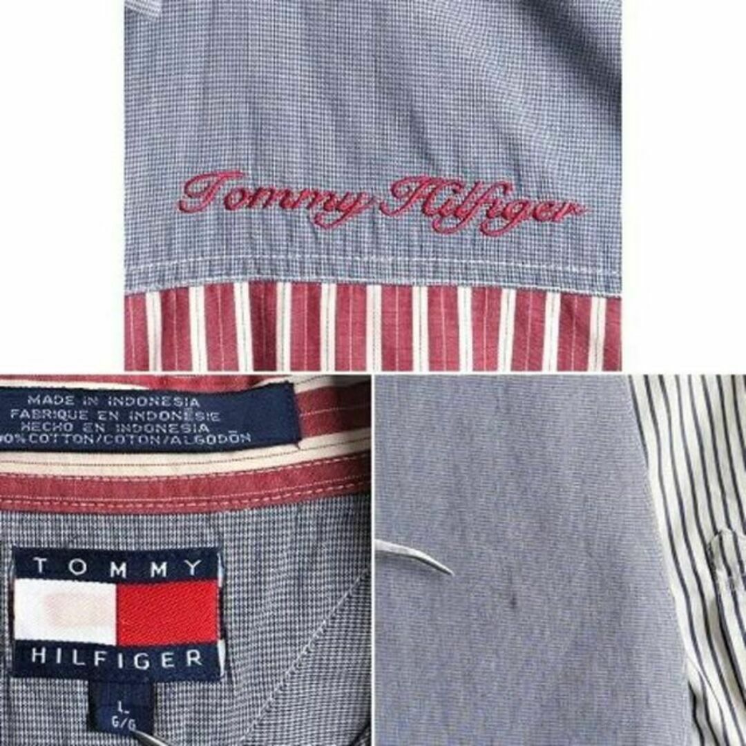 TOMMY HILFIGER(トミーヒルフィガー)の90s ■ トミーヒルフィガー クレイジー 切替 長袖 ボタンダウン シャツ ( メンズのトップス(シャツ)の商品写真