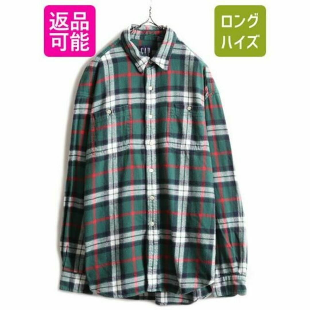 90s GAP オールド ギャップ チェック 長袖 フランネル シャツ XL