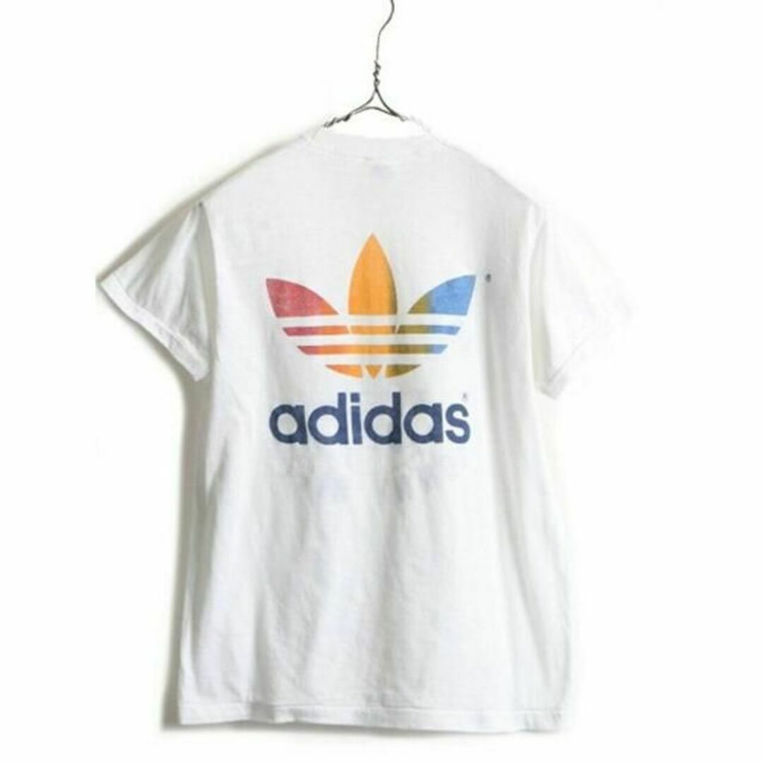 adidas(アディダス)の80s USA製 ■ アディダス レインボー トレフォイル 両面 プリント 半袖 メンズのトップス(Tシャツ/カットソー(半袖/袖なし))の商品写真