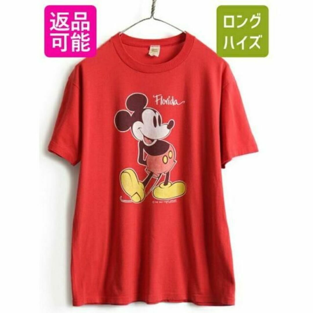 Tシャツ/カットソー(半袖/袖なし)70s 80s USA製 ■ ディズニー オフィシャル ミッキー プリント 半袖