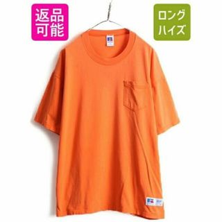 90s USA製 大きいサイズ XL ■ ラッセル 無地 ポケット付き 半袖 T(Tシャツ/カットソー(半袖/袖なし))