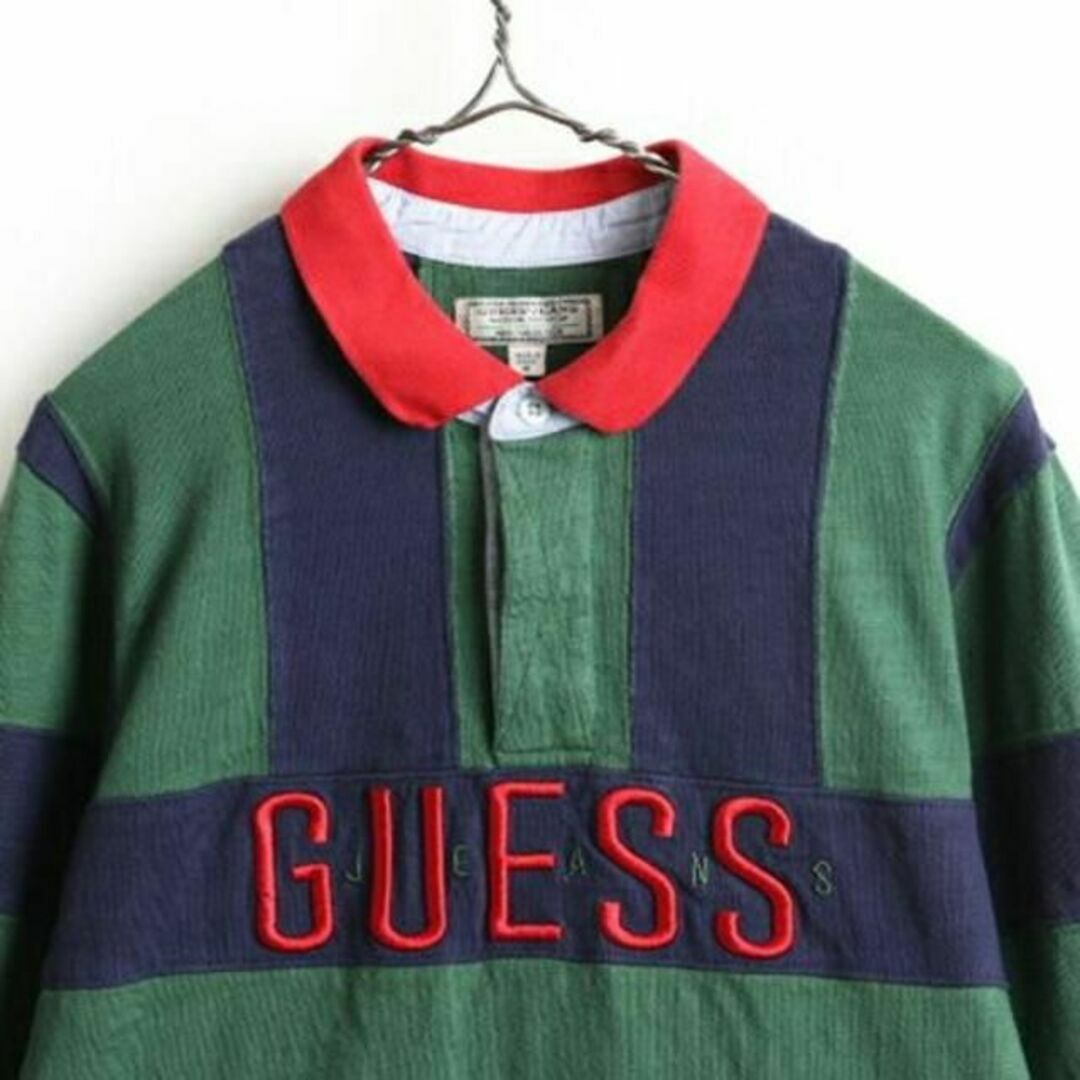 GUESS(ゲス)の■ ゲス ジーンズ GUESS JEANS ビッグ ロゴ 刺繍 切替 長袖 ラガ メンズのトップス(シャツ)の商品写真