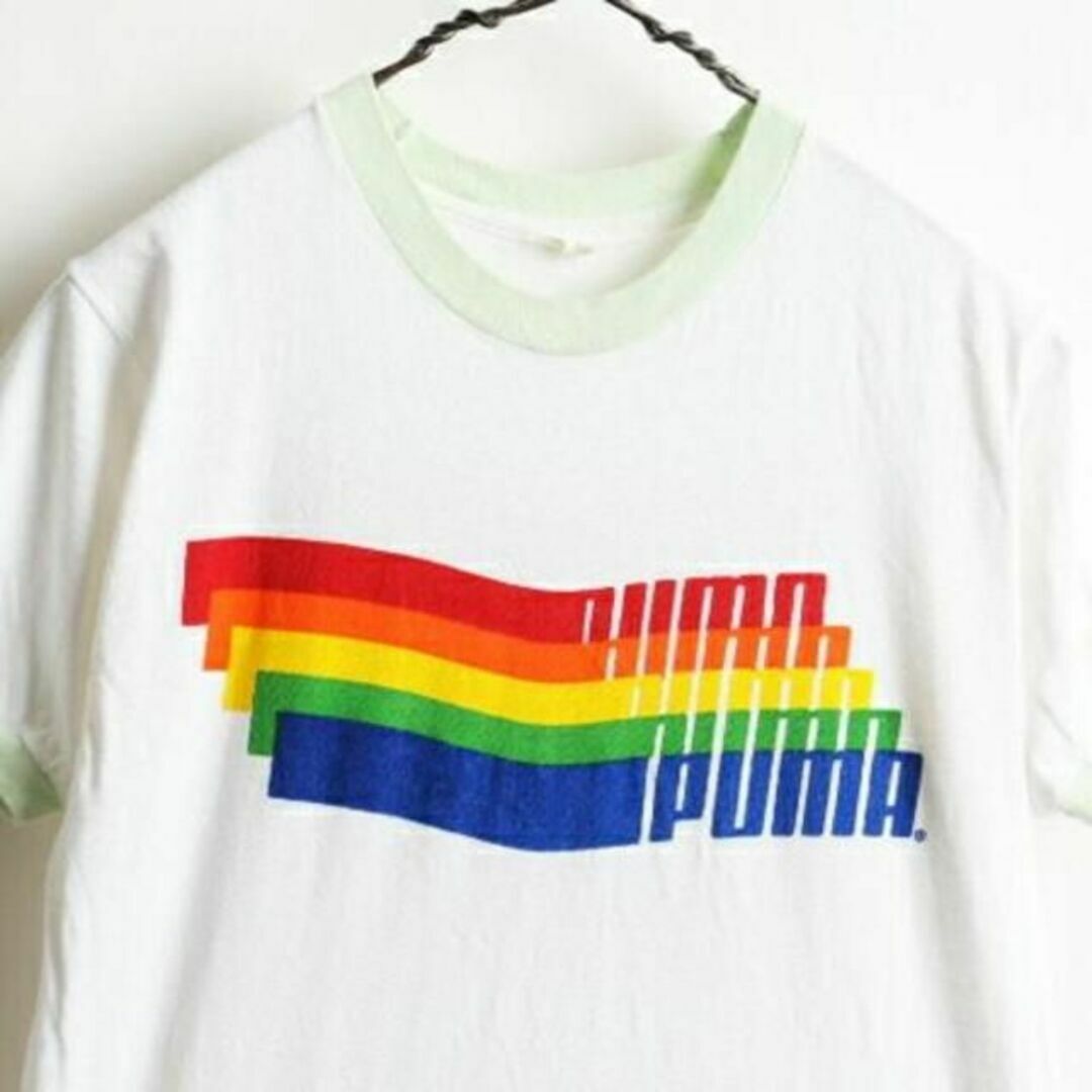 PUMA(プーマ)の80s ビンテージ ■ PUMA プーマ レインボー 染み込み プリント 半袖  メンズのトップス(Tシャツ/カットソー(半袖/袖なし))の商品写真