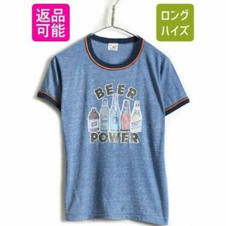 80's USA製 ビンテージ ■ ビール 企業 プリント 半袖 リンガー Tシ(Tシャツ/カットソー(半袖/袖なし))