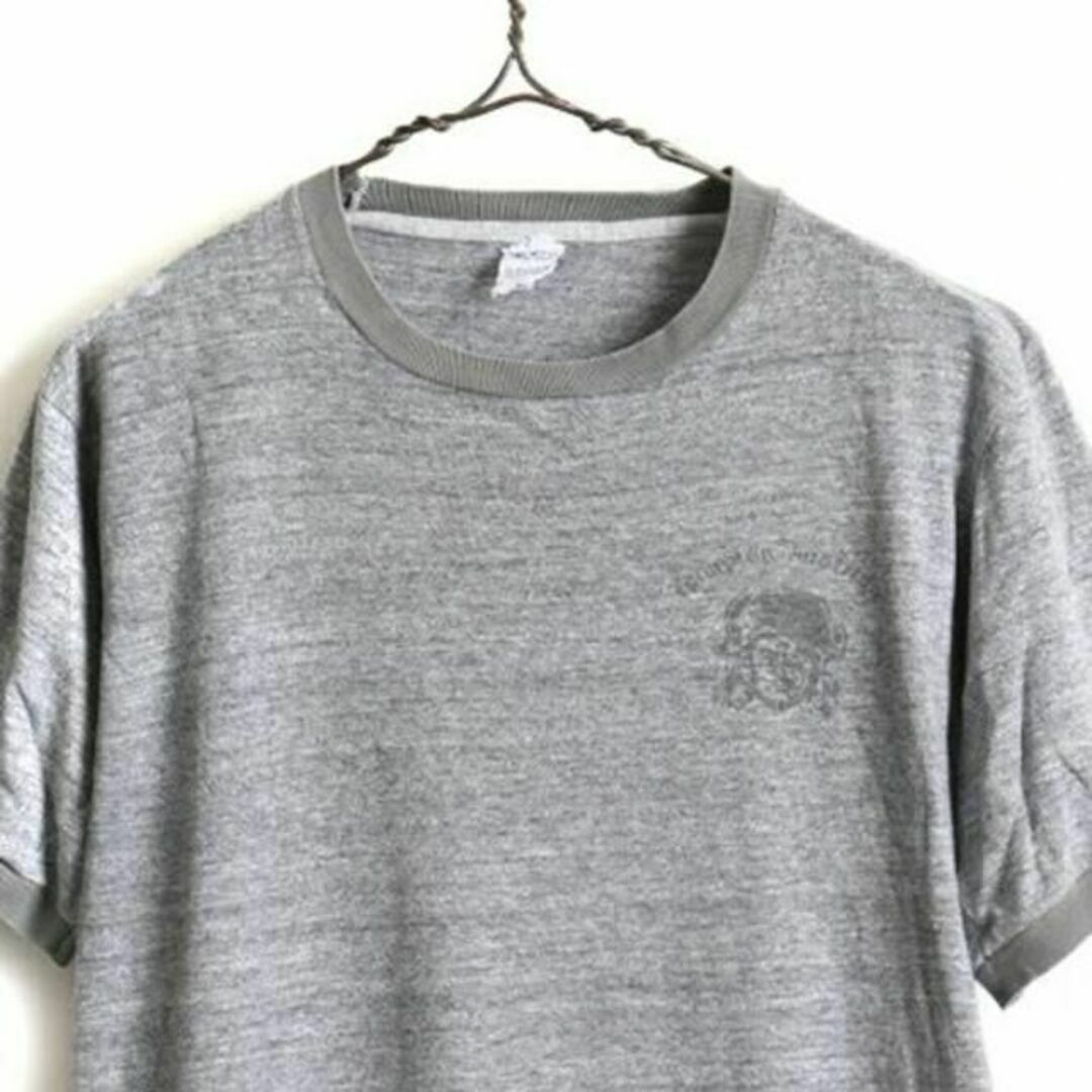 60s USA製 ビンテージ ■ 染み込み プリント 半袖 リンガー Tシャツ