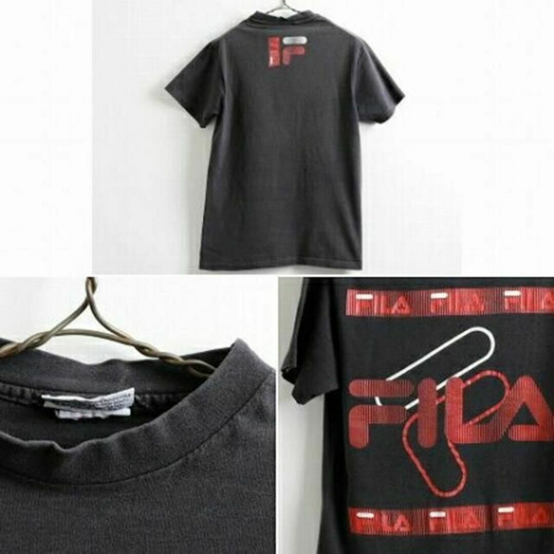 FILA(フィラ)の人気の黒■USA製 90'sフィラ FILA デカロゴ両面プリント半袖Tシャツ( レディースのトップス(Tシャツ(半袖/袖なし))の商品写真