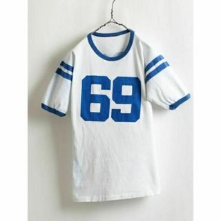 60s ★ ナンバリング 両面 染み込み プリント 半袖 コットン フットボール(Tシャツ/カットソー(半袖/袖なし))