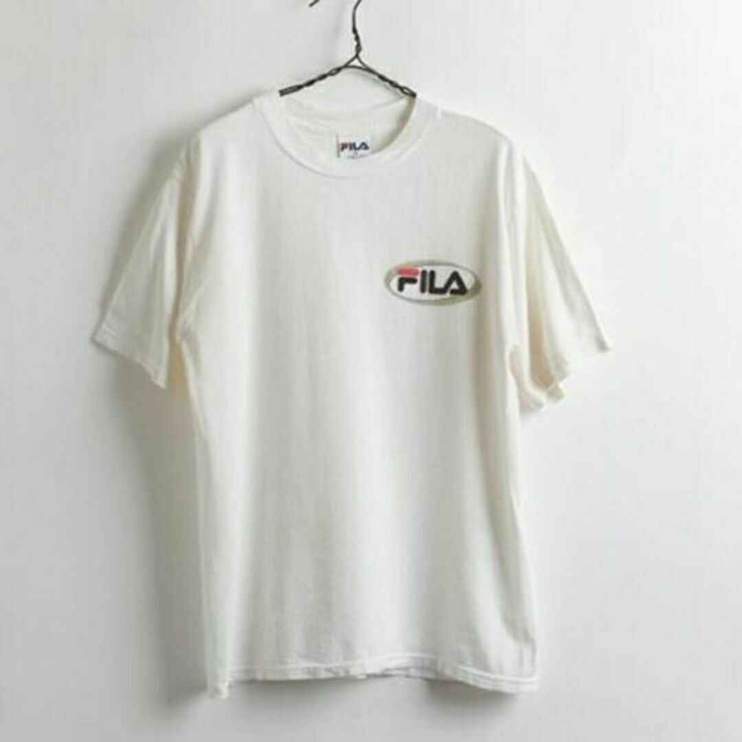 FILA(フィラ)のUSA製 90's■フィラ FILAロゴプリント半袖コットンTシャツ白(M)メン メンズのトップス(Tシャツ/カットソー(半袖/袖なし))の商品写真