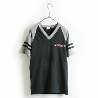 プレイボーイ(PLAYBOY)の80s ビンテージ USA製☆PLAYBOY プレイボーイ 両面プリント Vネッ(Tシャツ(半袖/袖なし))