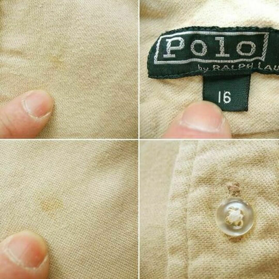 POLO RALPH LAUREN(ポロラルフローレン)のボーイズ■POLOラルフローレンコットンボタンダウンシャツ(16)メンズXS程/ キッズ/ベビー/マタニティのキッズ服男の子用(90cm~)(ブラウス)の商品写真