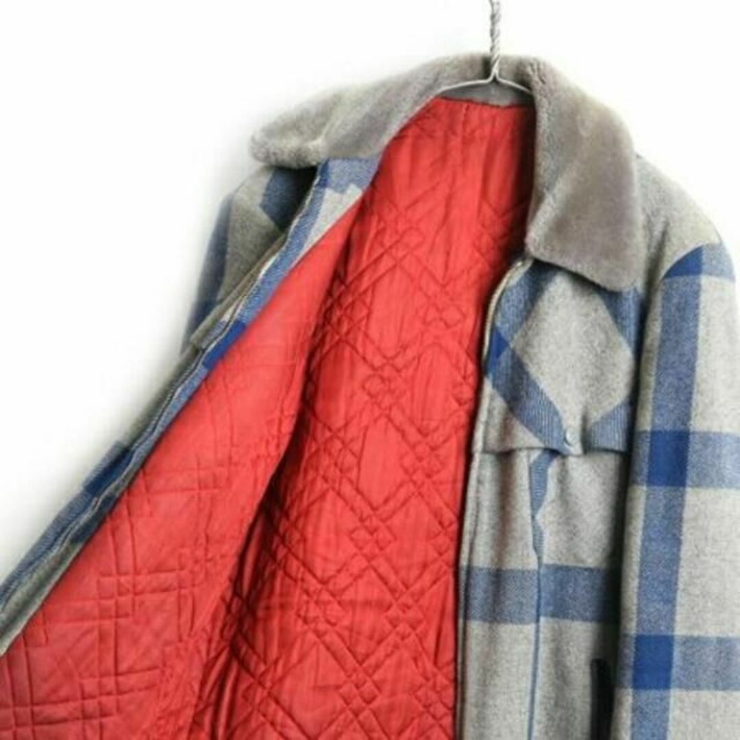 50's ■ 襟 ボア 切替 フルジップ 中綿 キルティング ウール ジャケット